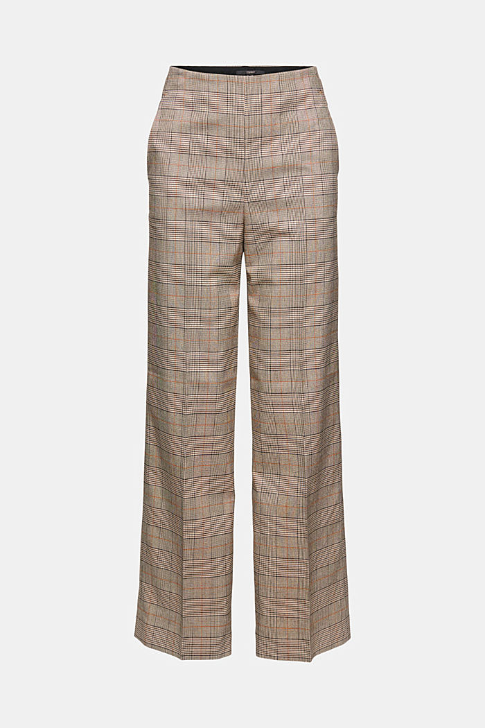Wide trousers with a check pattern