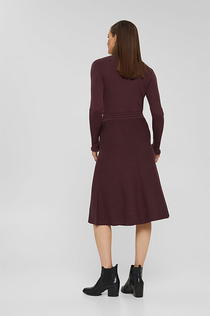 Knitted midi skirt, LENZING™ ECOVERO™, BORDEAUX RED, detail image number 3