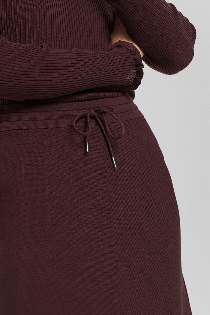 Knitted midi skirt, LENZING™ ECOVERO™, BORDEAUX RED, detail image number 2