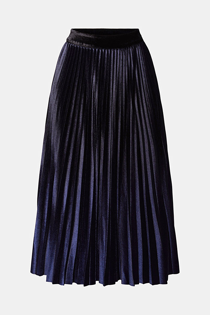 Pleated velvet-effect skirt