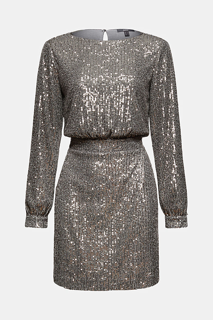 Sequinned dress with long sleeve slits