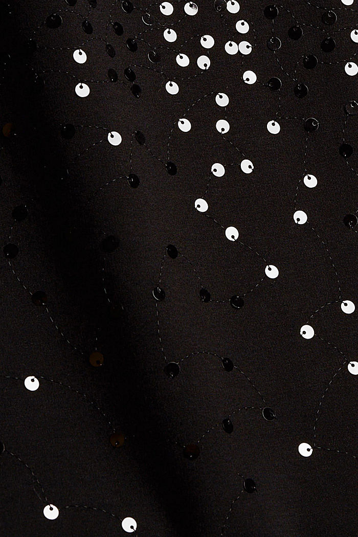 Jersey jurk met mesh en pailletjes, BLACK, detail image number 4