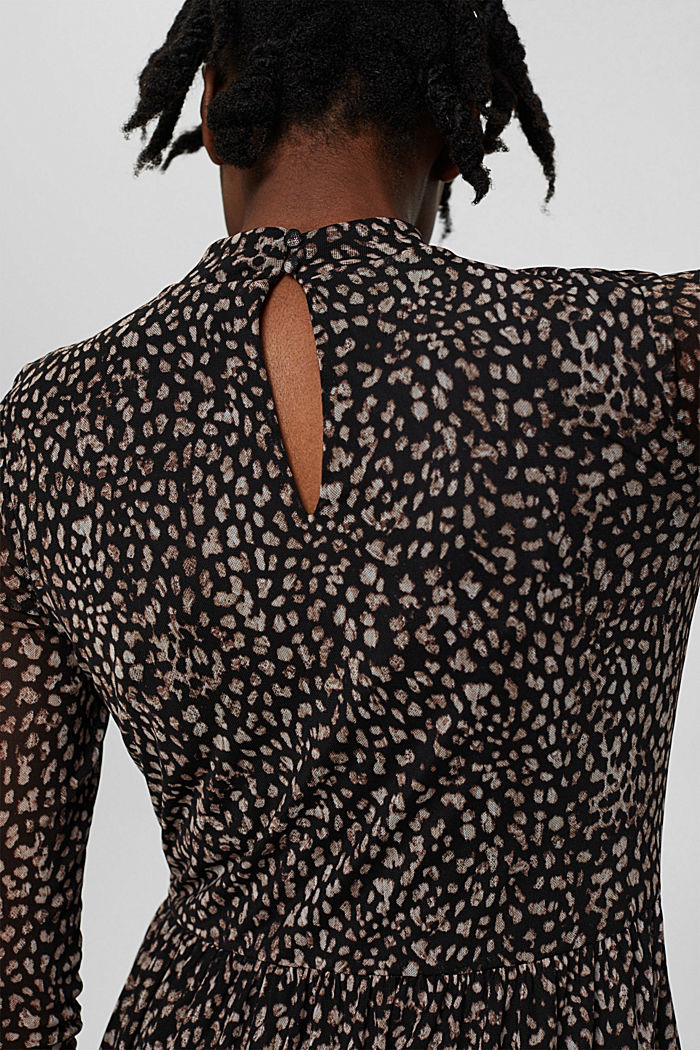 Robe en mesh à imprimé, de longueur midi, BLACK, detail image number 3