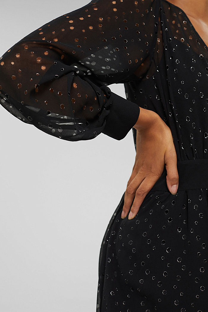 Recycelt: Chiffon-Kleid mit Glitzer, BLACK, detail image number 3