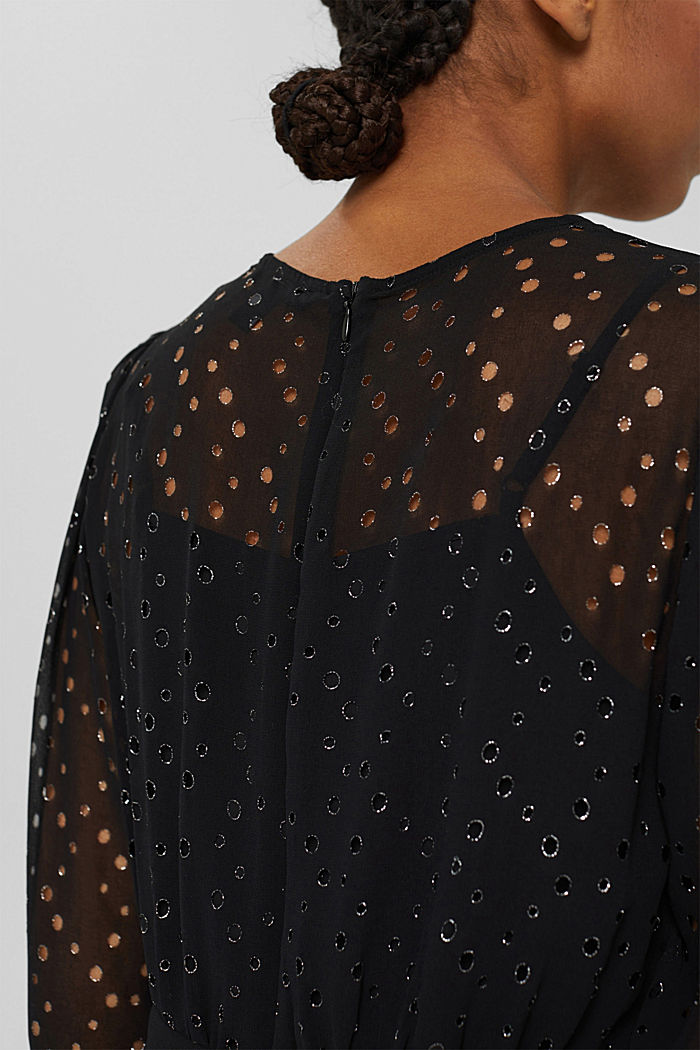 Gerecycled: chiffon jurk met glitters, BLACK, detail image number 5