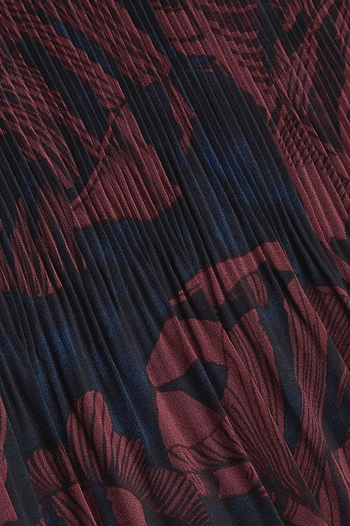 Gerecycled: geplisseerde jurk met print, BORDEAUX RED, detail image number 4