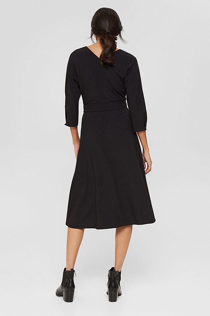 Gerecycled: midi-jurk met ceintuur, BLACK, detail image number 2