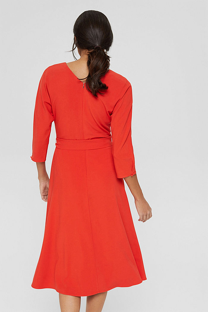 Z recyklingu: sukienka midi z wiązanym paskiem, ORANGE RED, detail image number 2