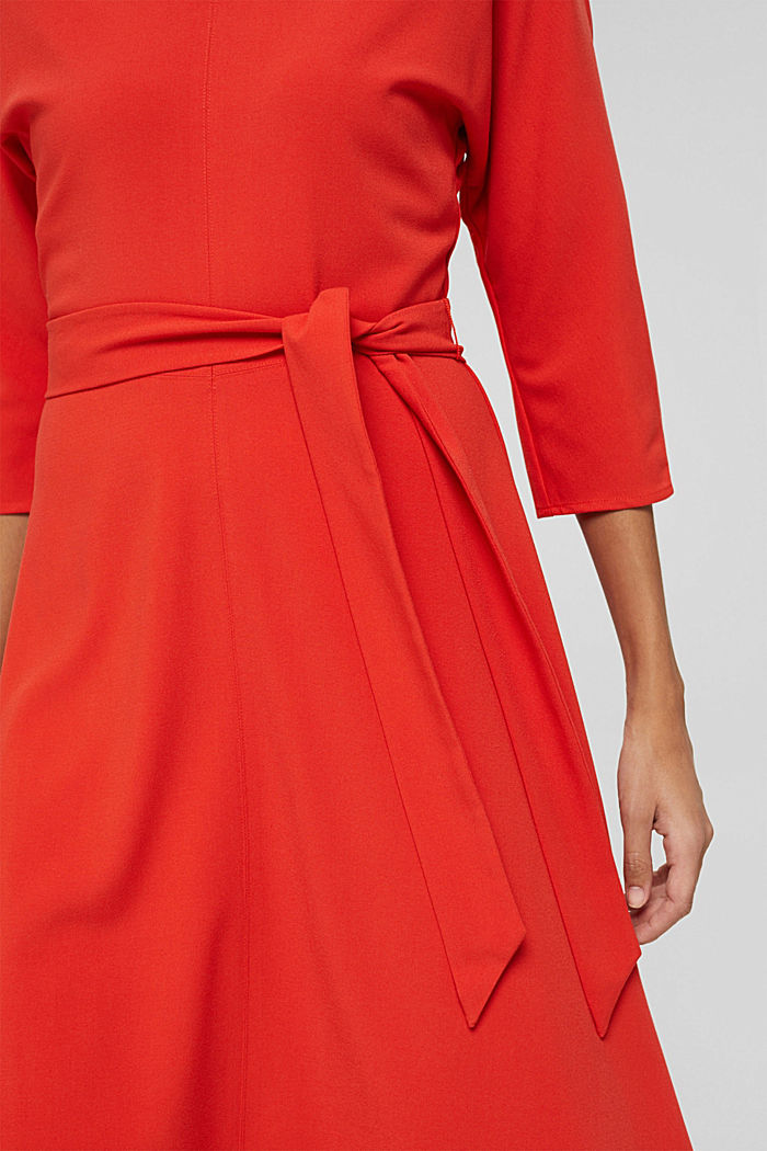 Z recyklingu: sukienka midi z wiązanym paskiem, ORANGE RED, detail image number 3
