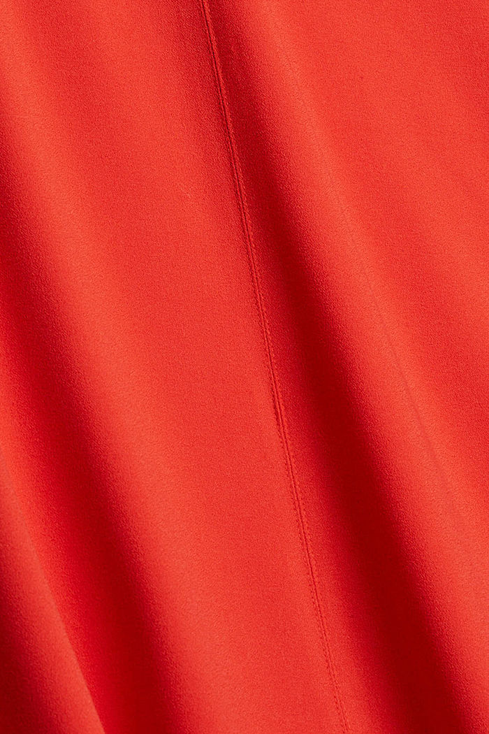 En matières recyclées : robe longueur midi à ceinture à nouer, ORANGE RED, detail image number 4