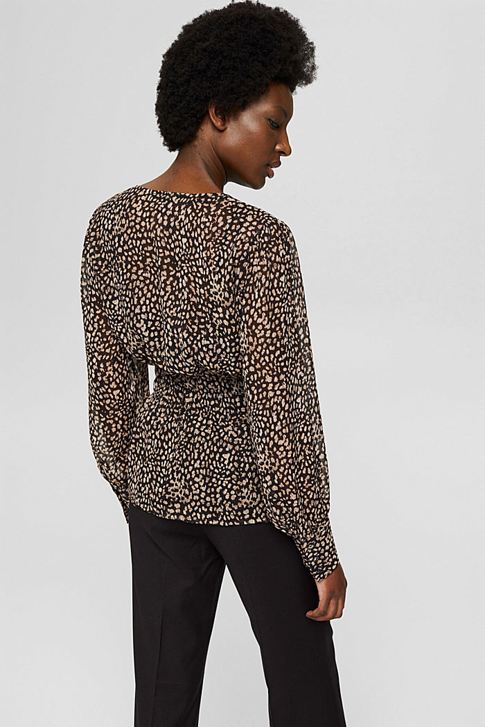 Chiffon blouse met print en glittereffect, BLACK, detail image number 3