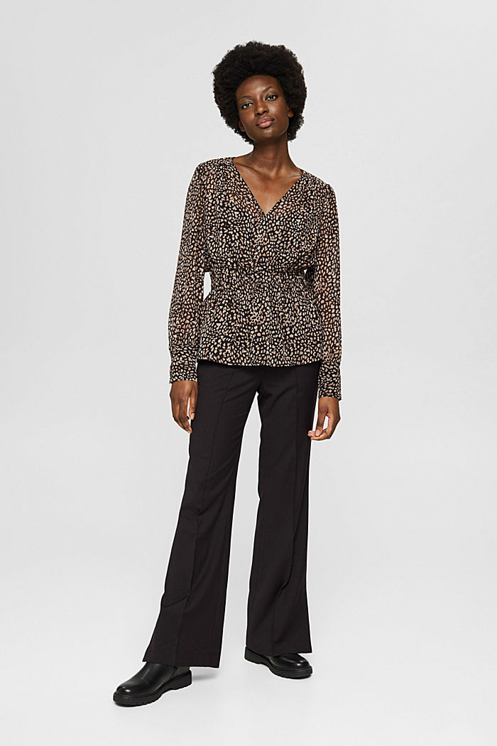 Chiffon blouse met print en glittereffect, BLACK, detail image number 7