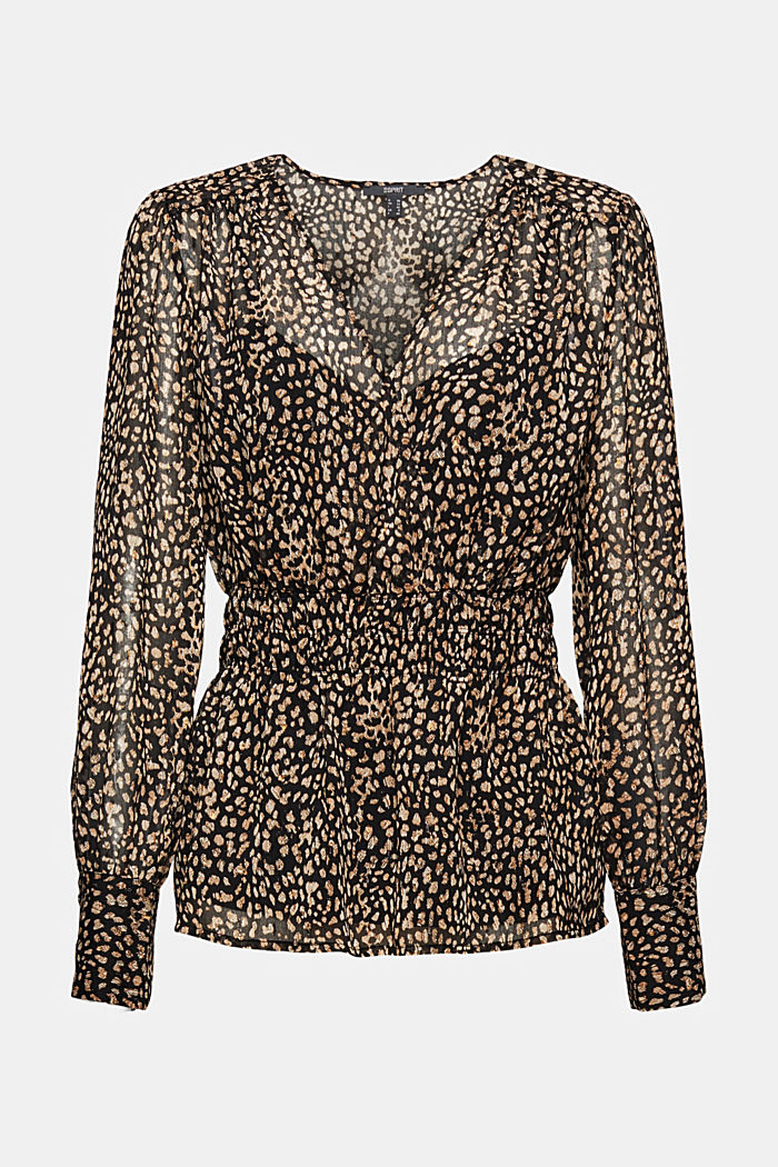 Chiffon blouse met print en glittereffect, BLACK, detail image number 8
