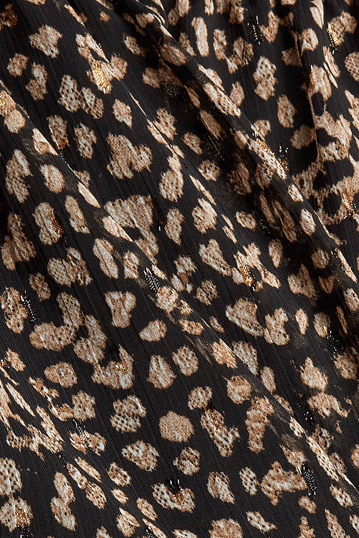 Gerecycled: blouse met luipaardprint en splitten op de bovenarmen, BLACK, detail image number 4
