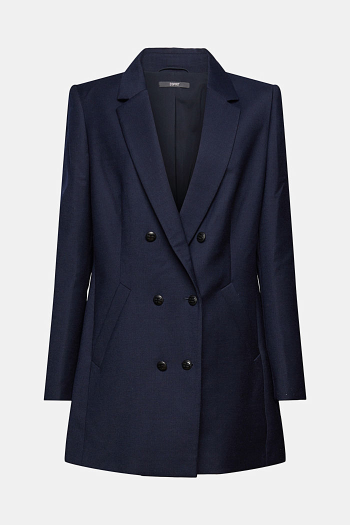 Double-breasted blazer met wol, NAVY, overview