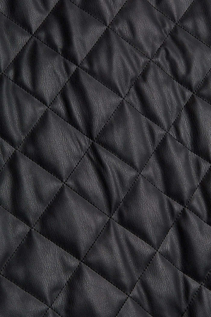 Kortere, gewatteerde jas van imitatieleer, BLACK, detail image number 4