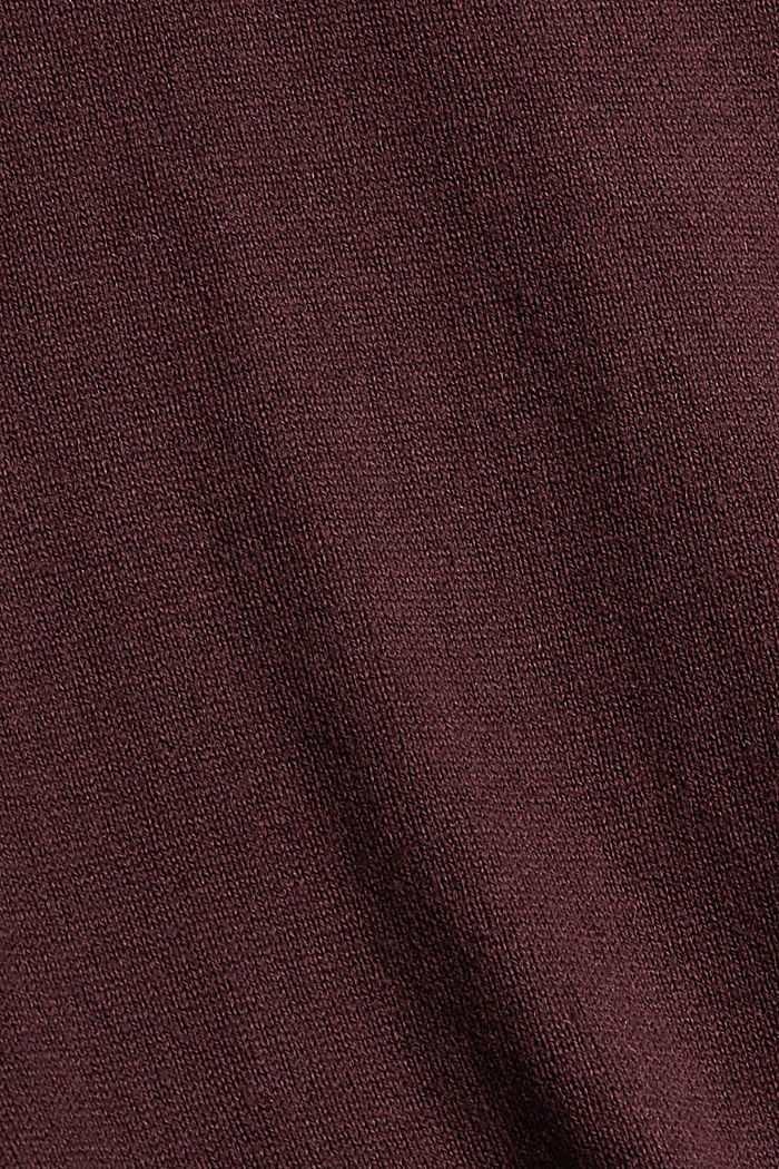 Met kasjmier: trui met knoopdetail, BORDEAUX RED, detail image number 4