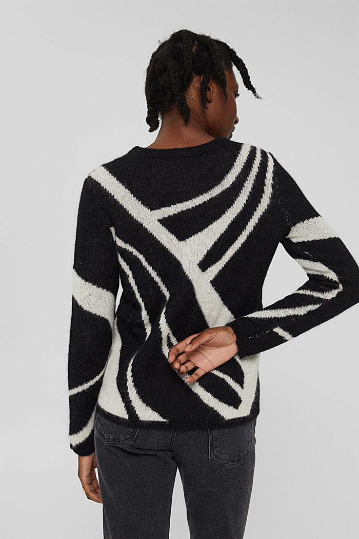 Con lana/alpaca: jersey estampado, BLACK, detail image number 3