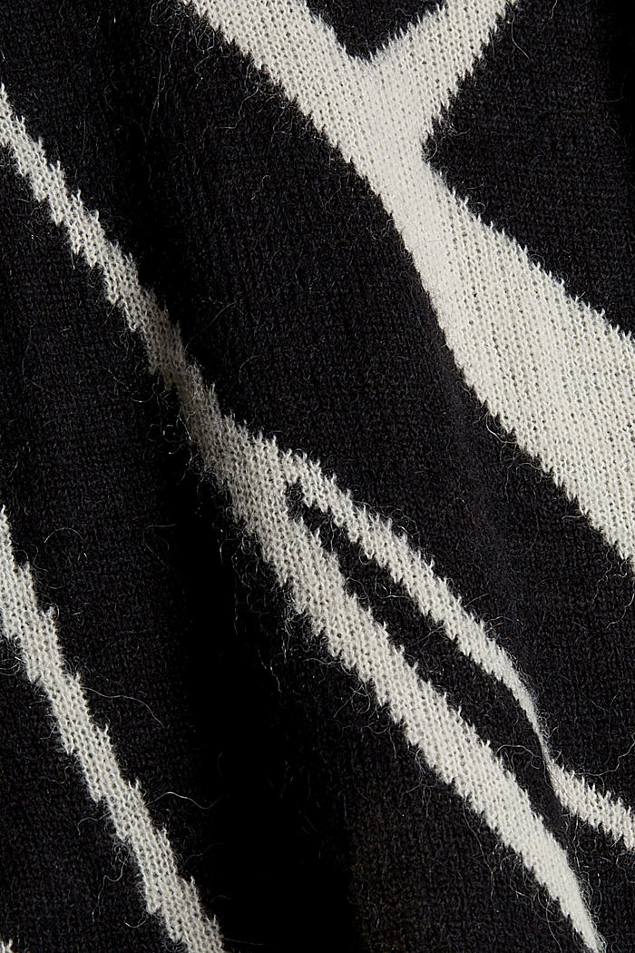 Mit Wolle/Alpaka: gemusterter Pullover, BLACK, detail image number 4