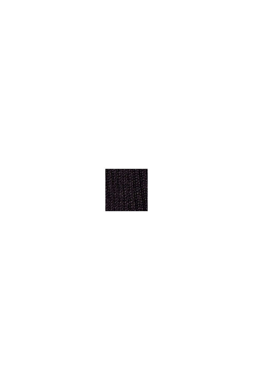 Con lana: jersey de canalé con volantes, BLACK, swatch