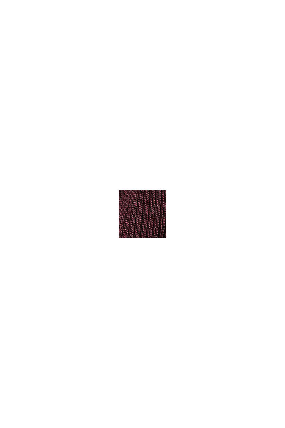 Wool blend: ribbed jumper with frills, BORDEAUX RED, swatch