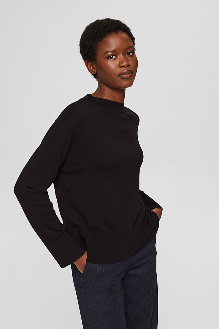Sweter z cienkiej dzianiny, LENZING™ ECOVERO™, BLACK, detail image number 0