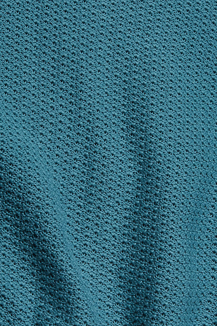 Jumper in textured knit fabric with band collar, PETROL BLUE, detail image number 4