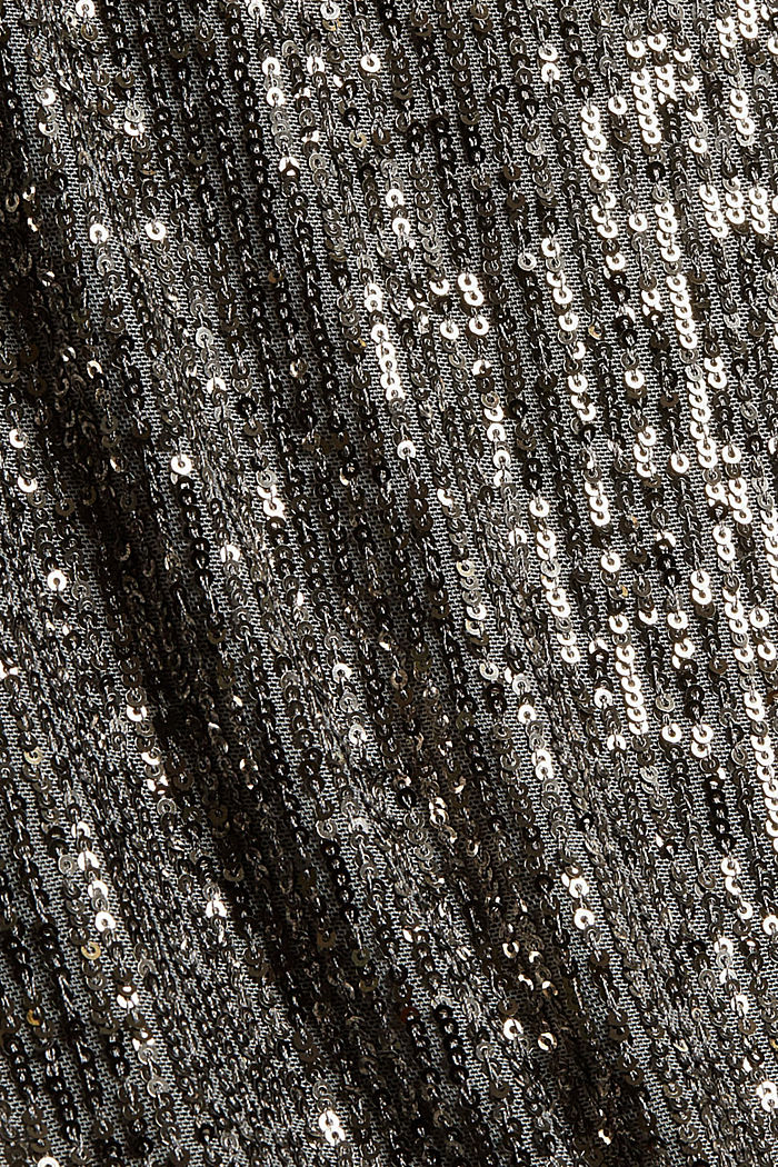 Top de lentejuelas con tirantes de terciopelo, GUNMETAL, detail image number 4