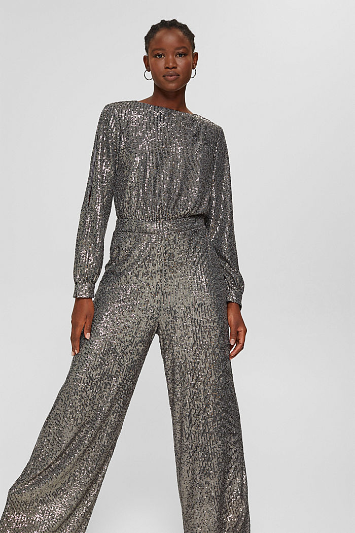 Sequin jumpsuit with sleeve vents