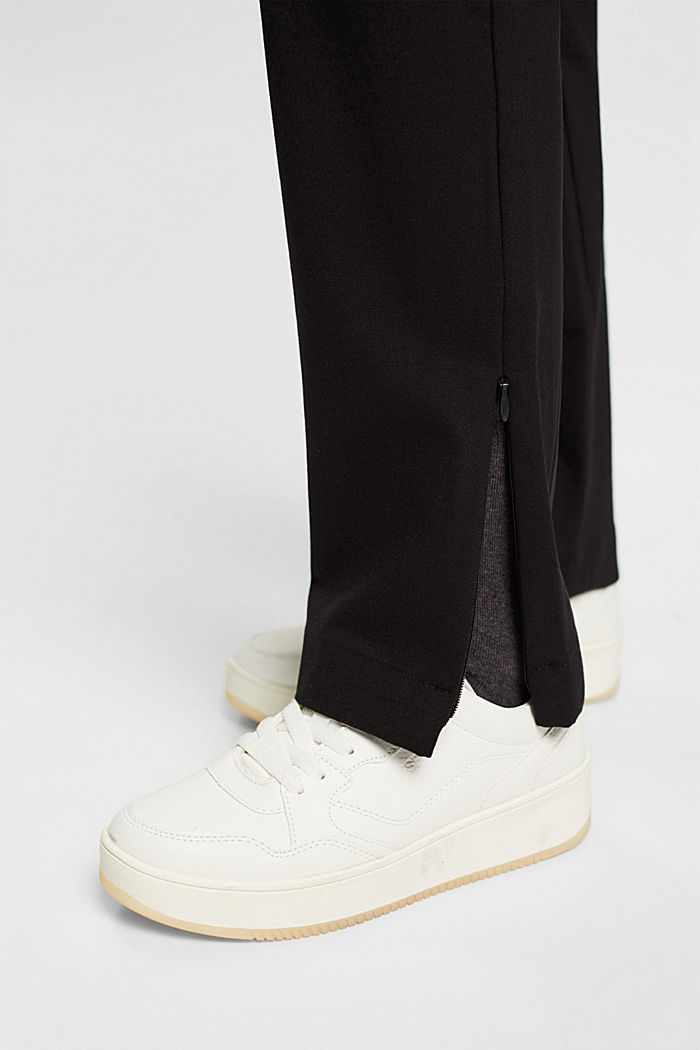 Split hem trousers with zip, BLACK, detail-asia image number 4