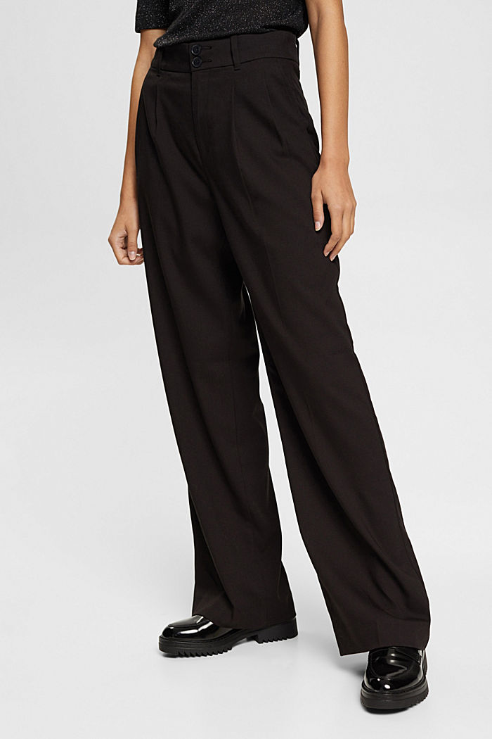 High rise wide leg trousers, BLACK, detail-asia image number 0