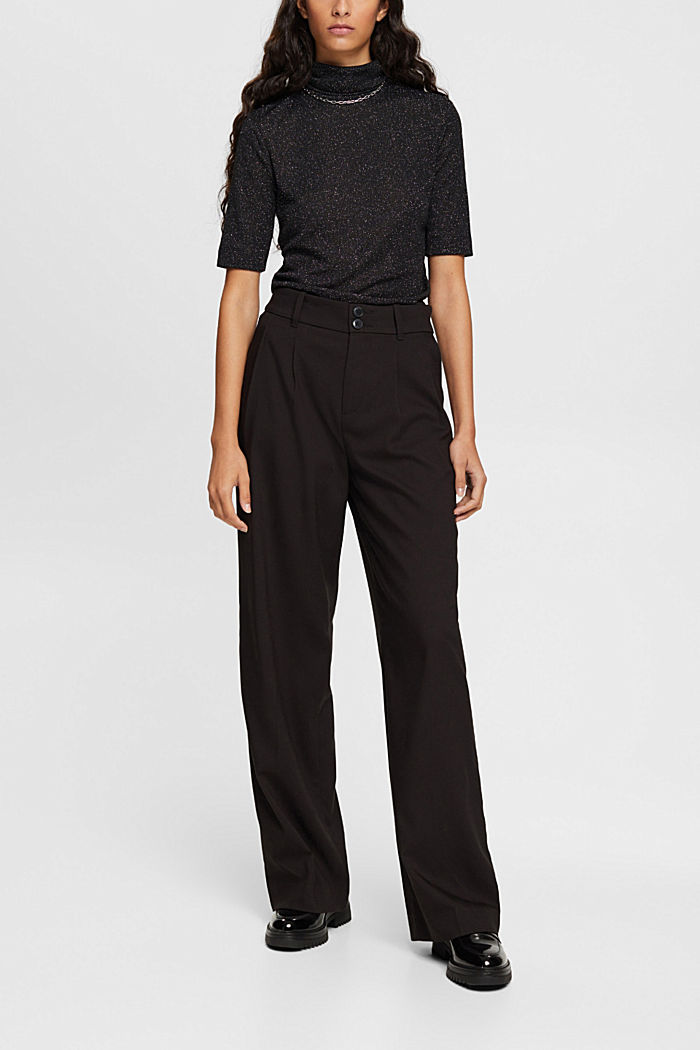 High rise wide leg trousers, BLACK, detail-asia image number 6