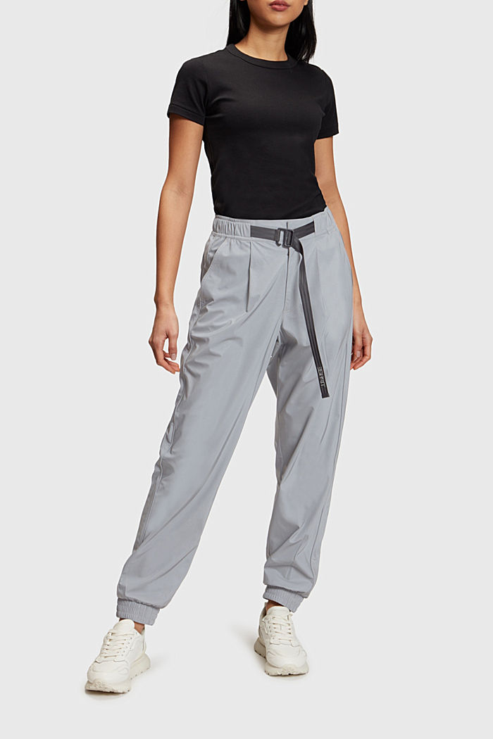 High-rise buckle waisted joggers, GUNMETAL, detail-asia image number 0