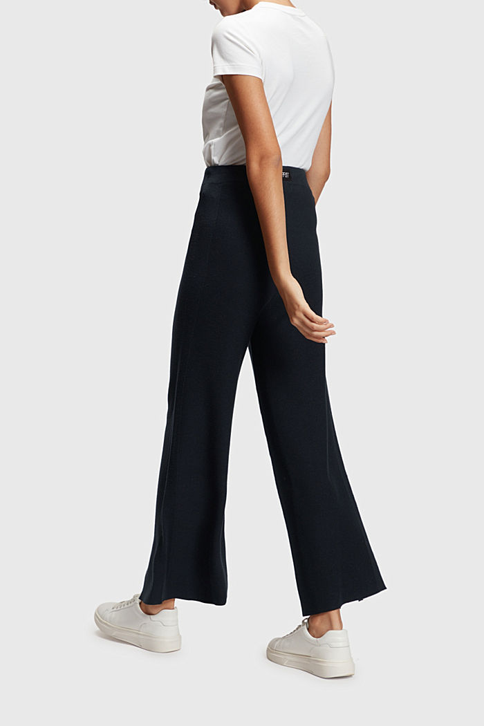 High-rise wide leg slit front trousers, BLACK, detail-asia image number 1