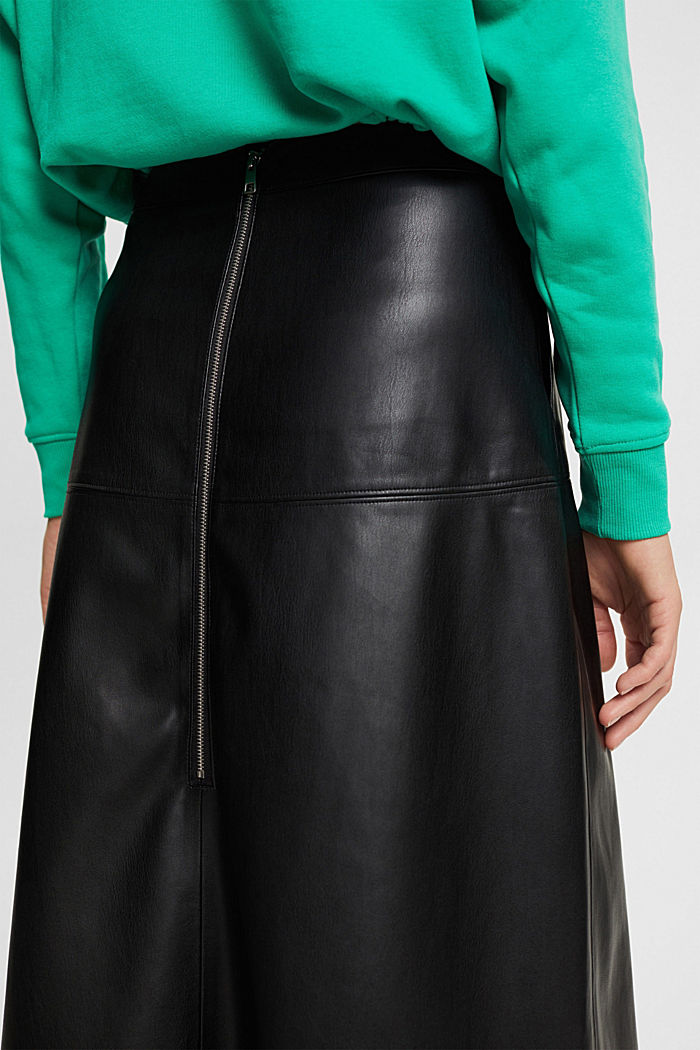 CURVY Faux leather midi skirt, BLACK, detail-asia image number 6