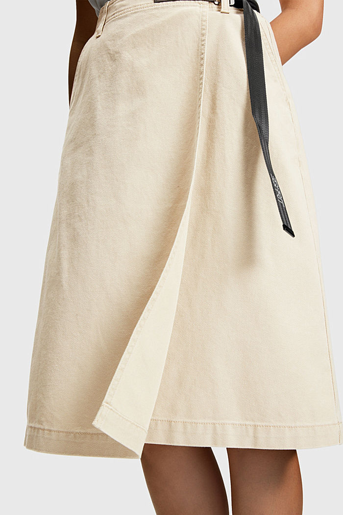Buckle waist wrapped midi skirt, CREAM BEIGE, detail-asia image number 3