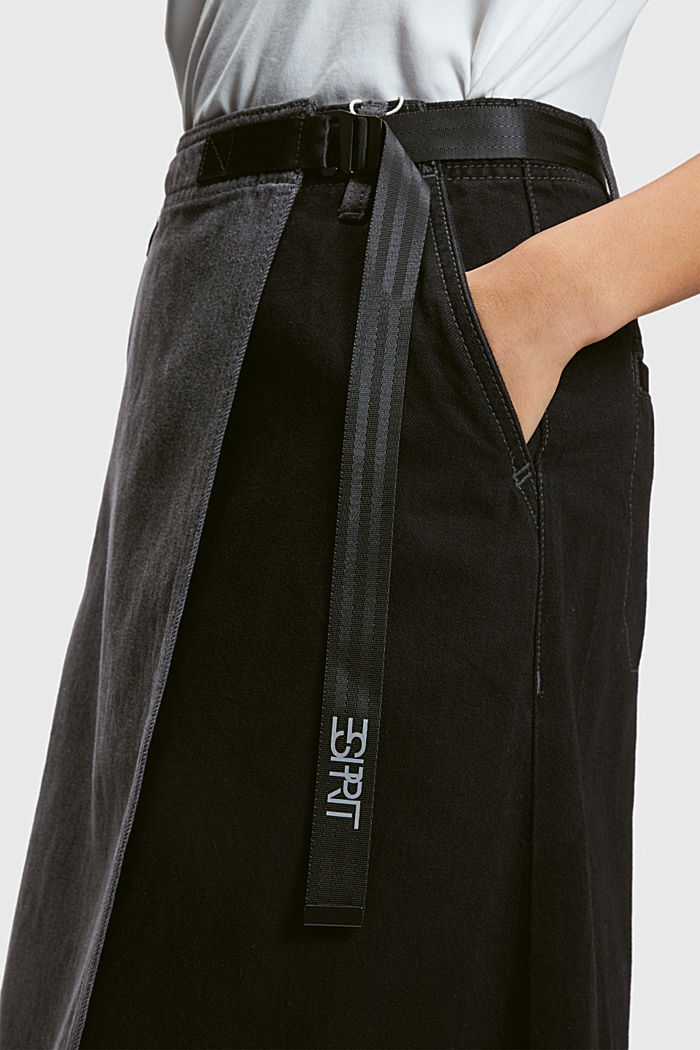 Buckle waist wrapped midi skirt, BLACK, detail-asia image number 2