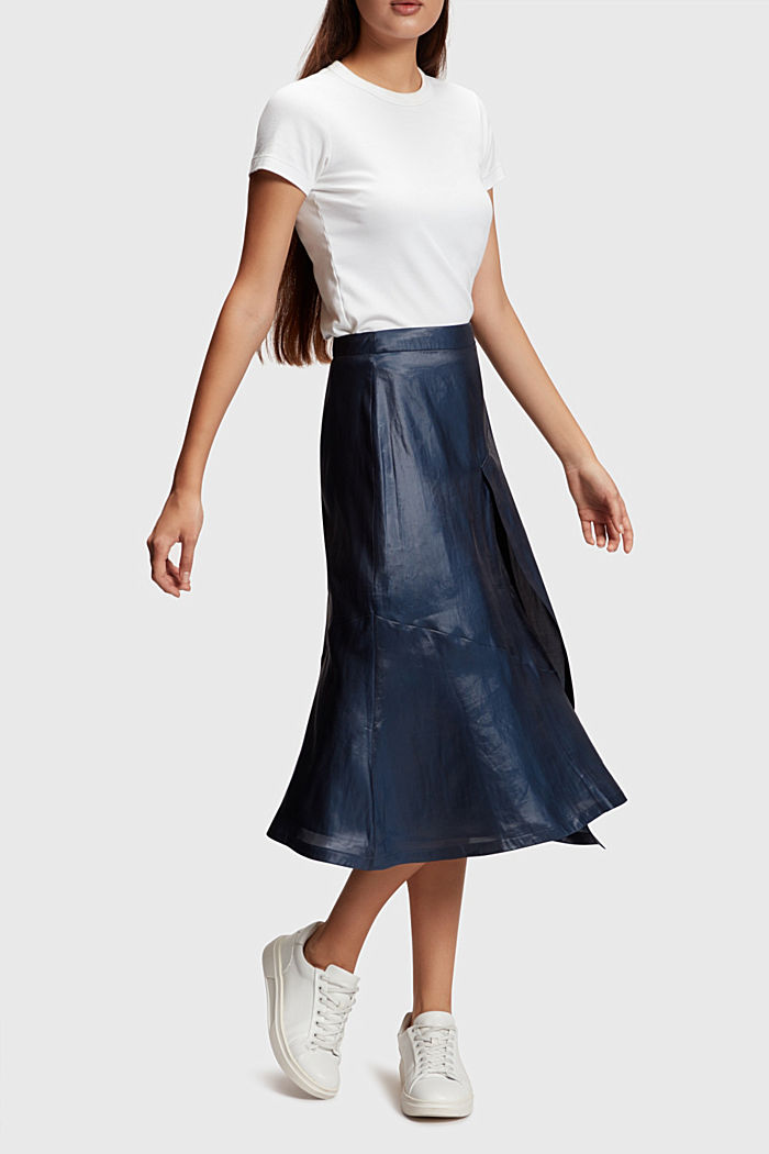 Metallic midi skirt, NAVY, detail-asia image number 0