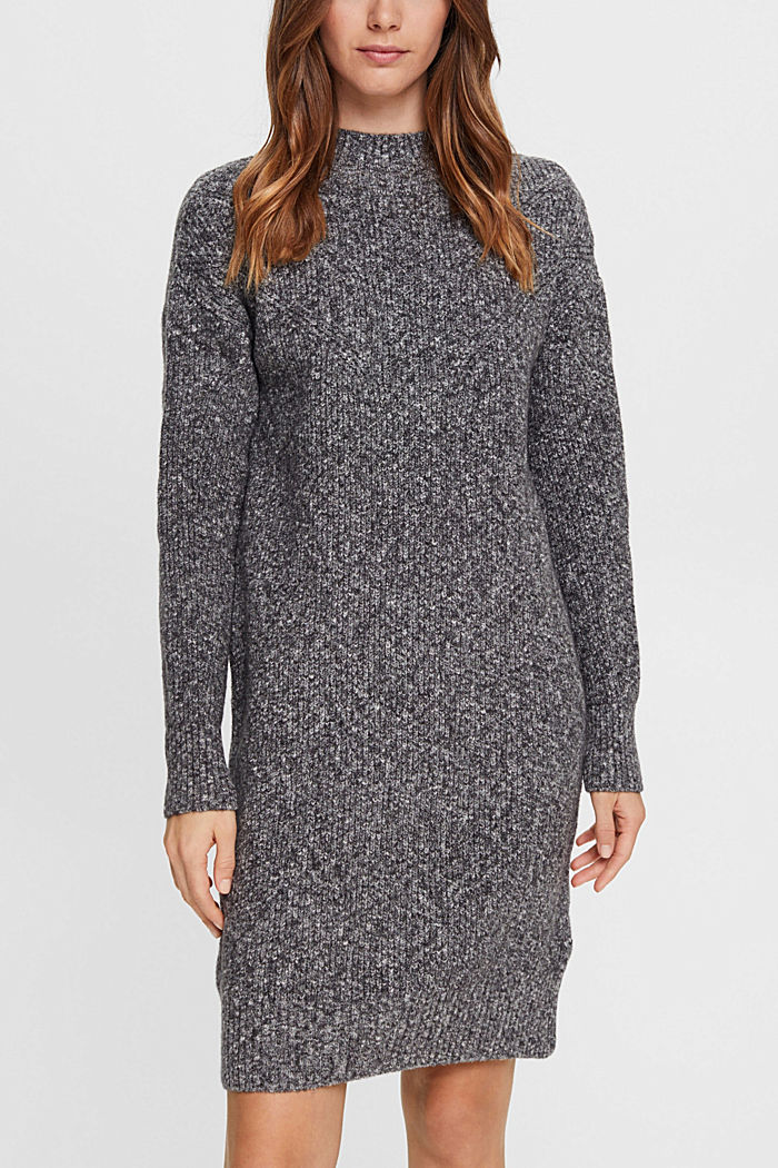 Textured knit dress with wool