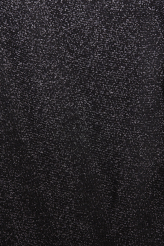 閃亮效果中長款針織連身裙, 黑色, detail-asia image number 5