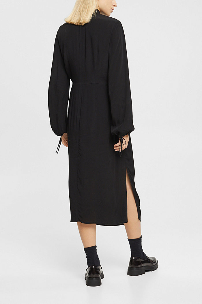 立領連衣裙, 黑色, detail-asia image number 1