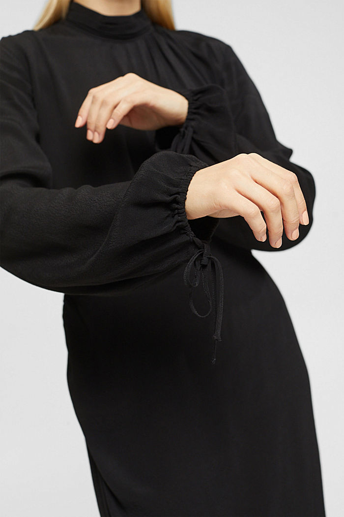 立領連衣裙, BLACK, detail-asia image number 3