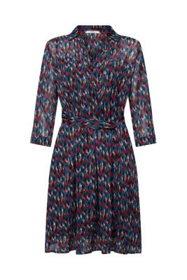 ESPRIT Chiffon mini-jurk met V-hals en print