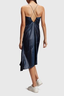 Twisted back metallic slip dress, NAVY, detail-asia image number 1