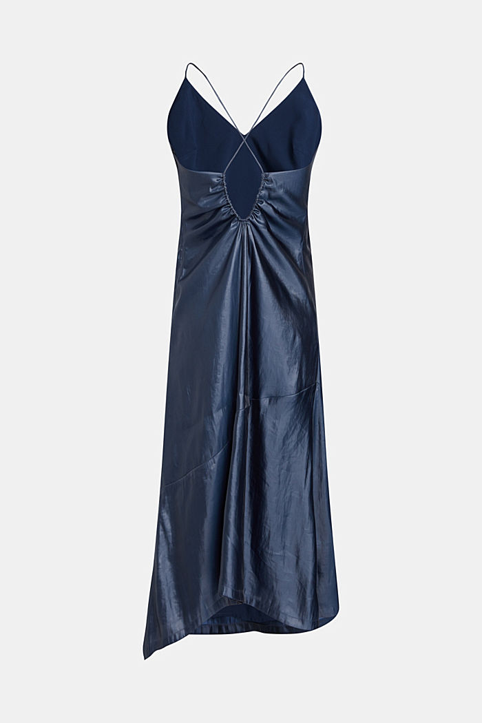 Twisted back metallic slip dress, NAVY, detail-asia image number 5