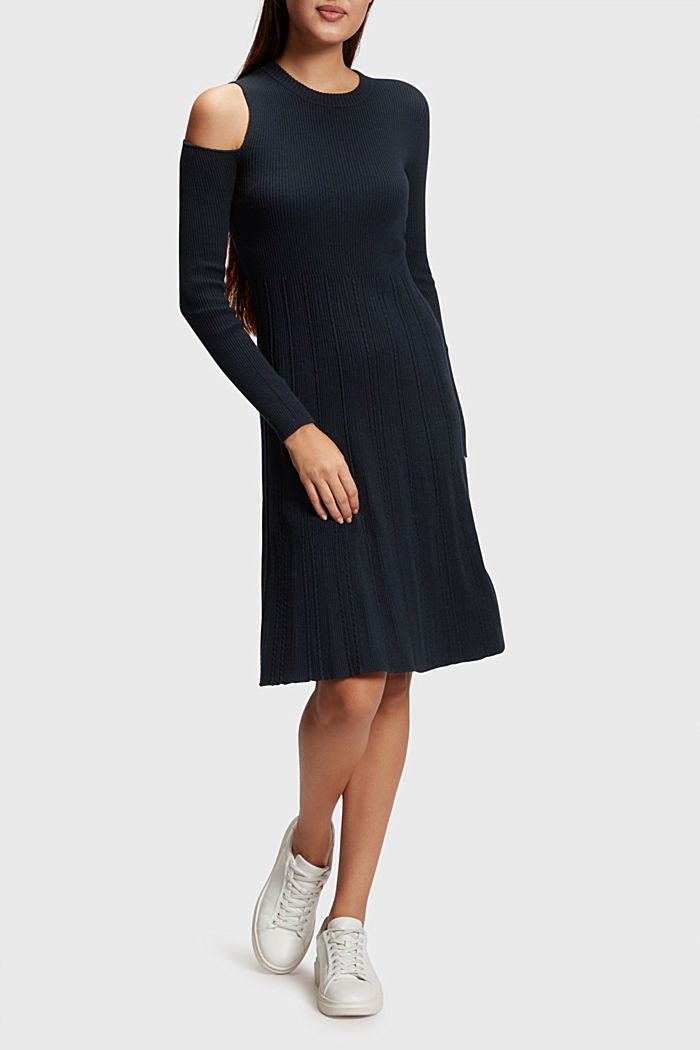 Cut-out shoulder sweatshirt dress, BLACK, detail-asia image number 0