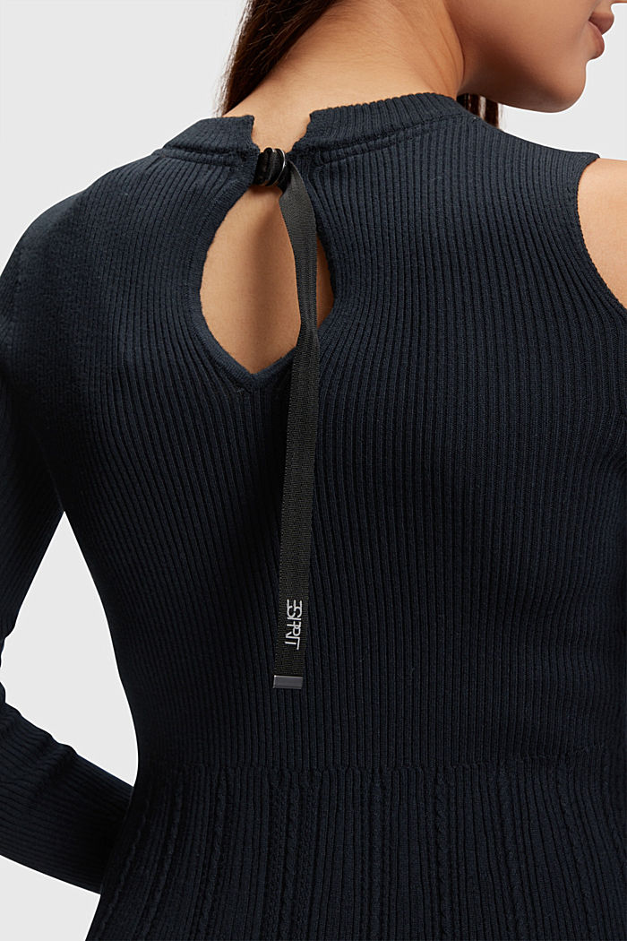 Cut-out shoulder sweatshirt dress, BLACK, detail-asia image number 3