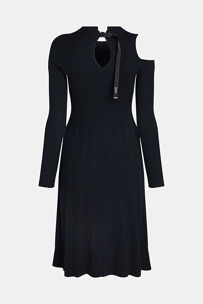 Cut-out shoulder sweatshirt dress, BLACK, detail-asia image number 5