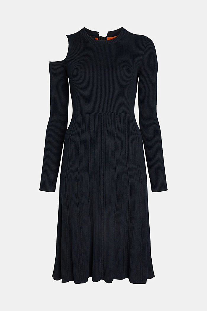 Cut-out shoulder sweatshirt dress, BLACK, detail-asia image number 4