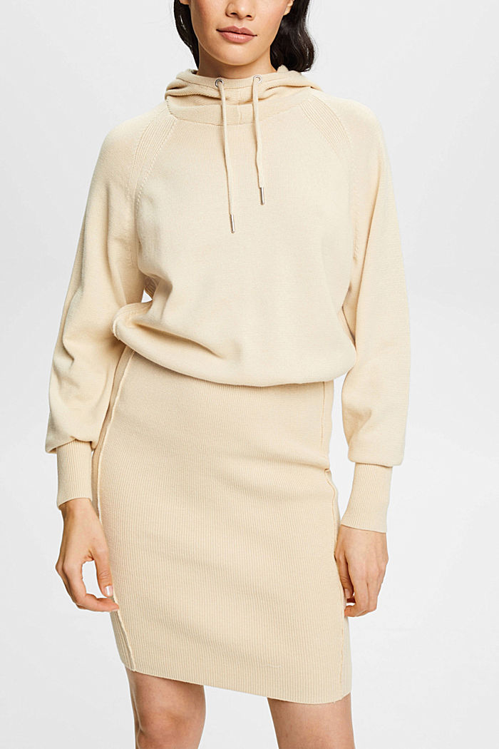 Hooded sweatshirt dress, CREAM BEIGE, detail-asia image number 0